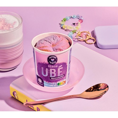 Picard Ube Ice Cream With Passion Fruit Coulis