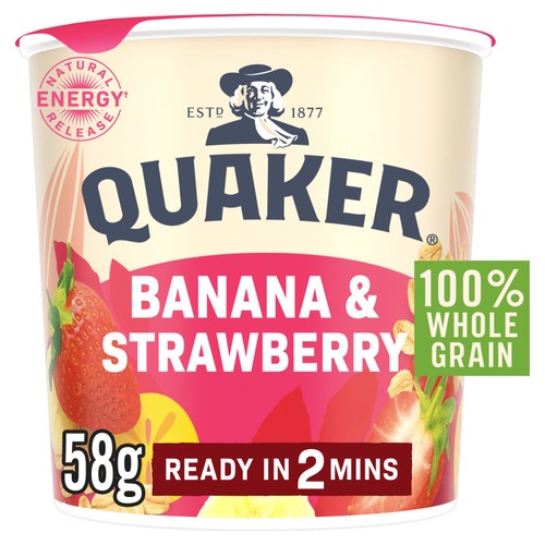 Quaker Oat So Simple Banana Strawberry Porridge Cereal Pot