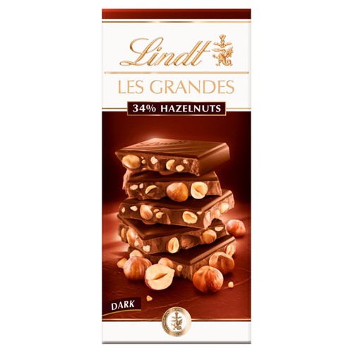 Lindt Les Grandes Hazelnuts Dark Chocolate Bar 