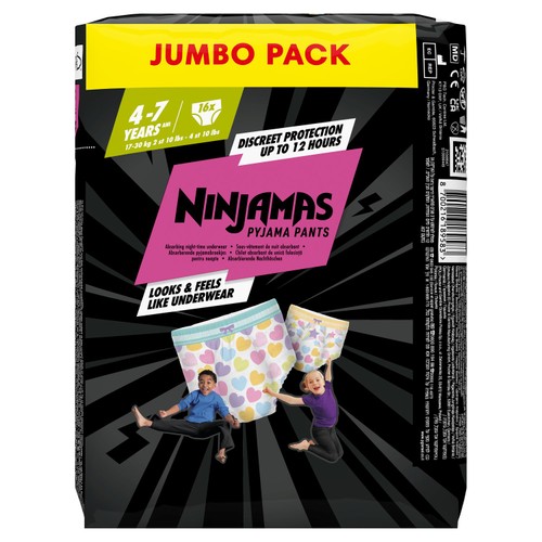 Pampers Ninjamas Pyjama Pants Hearts, 4-7 Years