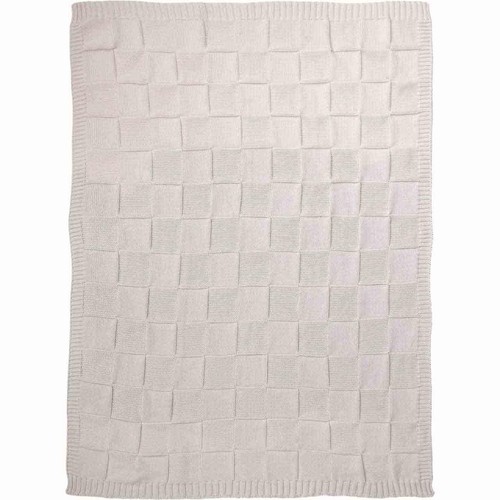 M&S Knitted Checkerboard Large Throw, Neutral