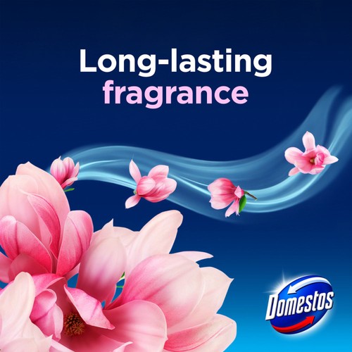 Domestos Power 5 Blue Water Toilet Rim Block Magnolia