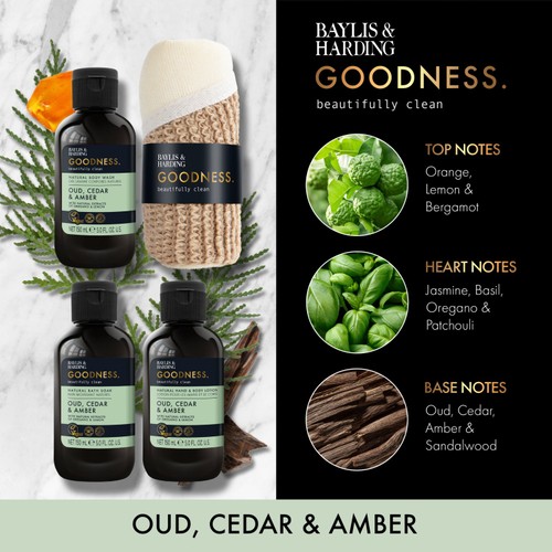Baylis & Harding Goodness Oud, Cedar & Amber Essentials Gift Set