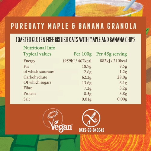 Pure Oaty Glebe Farm Gluten Free Maple & Banana Oat Granola
