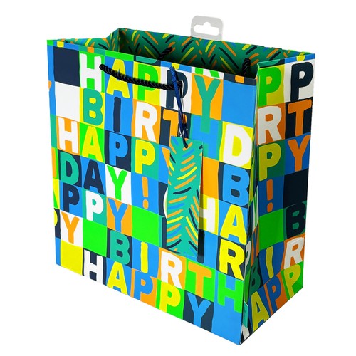 Neon Blue Birthday Medium Gift Bag