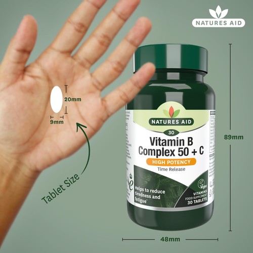 Natures Aid Vitamin B Complex 50 + C Supplement Tablets 