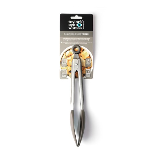 Stainless Steel Tongs 23cm, Grey