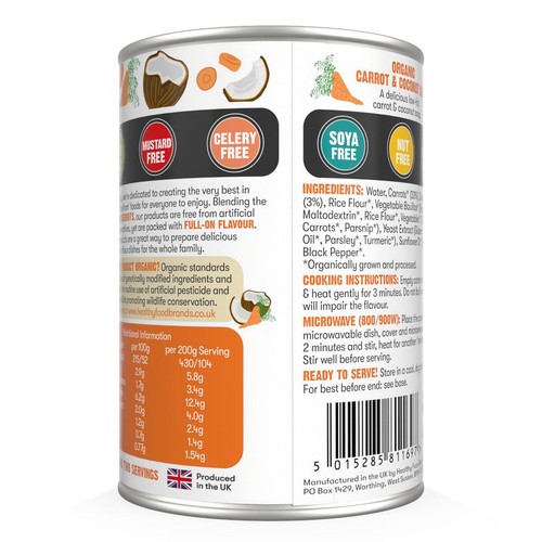 Free & Easy Free From Dairy Free Organic Carrot & Coconut Soup