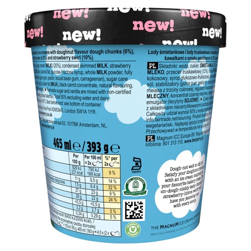 Ben & Jerry's Strawberry Doughnut-eee Ice Cream Tub