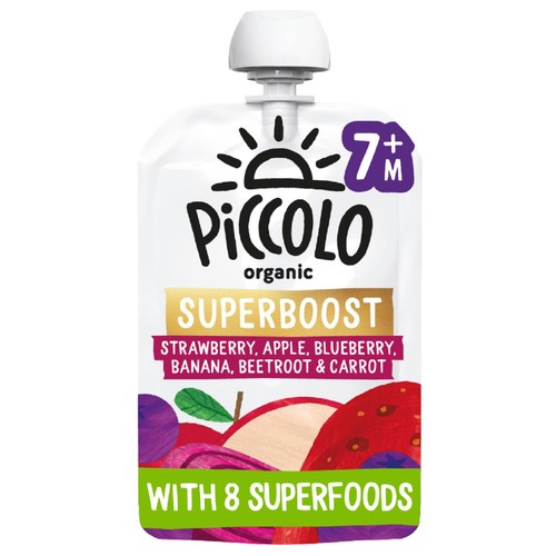 Piccolo Superboost Strawberry, Apple & Blueberry Baby Food Pouch 7+ Months