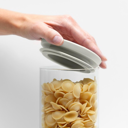 Brabantia Glass Jars Set of 3 Dark Grey, Light Grey, Jade Green.