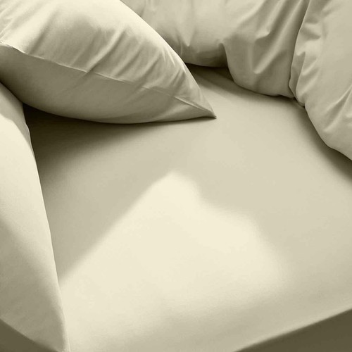 M&S Cotton Rich Extra Deep Fitted Sheet, Double, Light Cream