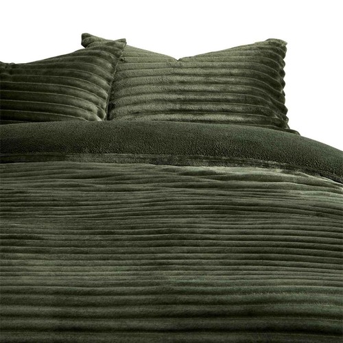 M&S Cloud Fleece Striped Bedding Set, King, Green