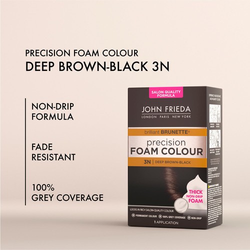 John Frieda Precision Foam Colour Brilliant Brunette 3N Deep Brown Black