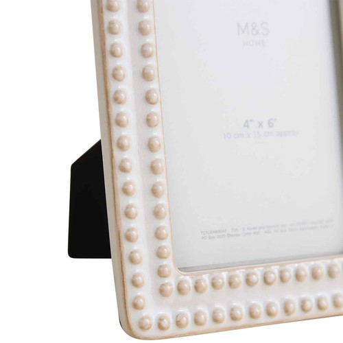 M&S Ceramic Bobble Photo Frame 4x6 inch, Cream