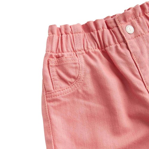 M&S Girls Cotton Rich Paperbag Jeans, 6-9 Months, Pink