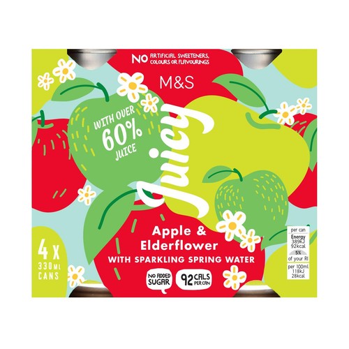 M&S Juicy Apple & Elderflower with Sparkling Spring Water Multipack