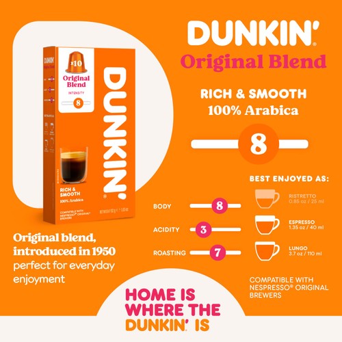 Dunkin Original Blend Nespresso Compatible Coffee Pods