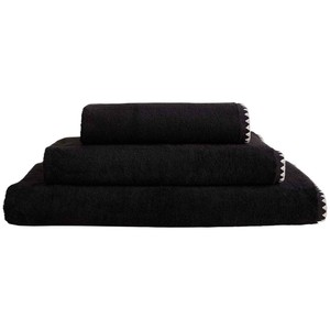 Blanket Stitch Egyptian Bath Towel, Black