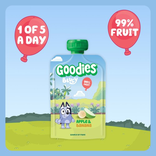 Goodies BLUEY Kids Snack Apple & Banana Smoothie Fruit Pouch Multipack
