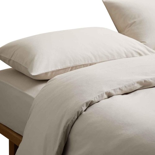 M&S Pure Brushed Cotton Bedding Set Double, Pebble