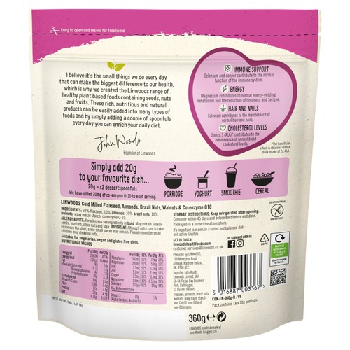 Linwoods Milled CO-Q10 Flaxseed, Almonds, Brazil & Walnuts 