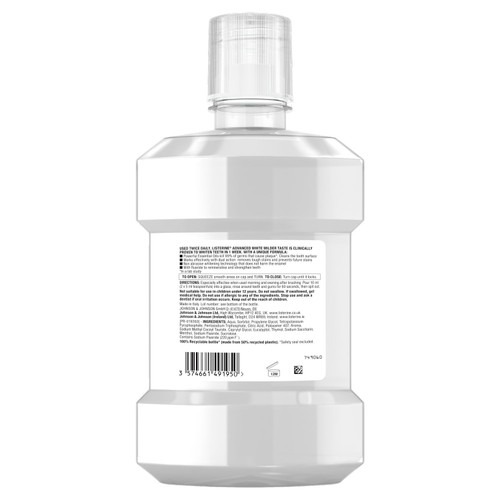 Listerine Advanced White Milder Taste Alcohol Free Mouthwash