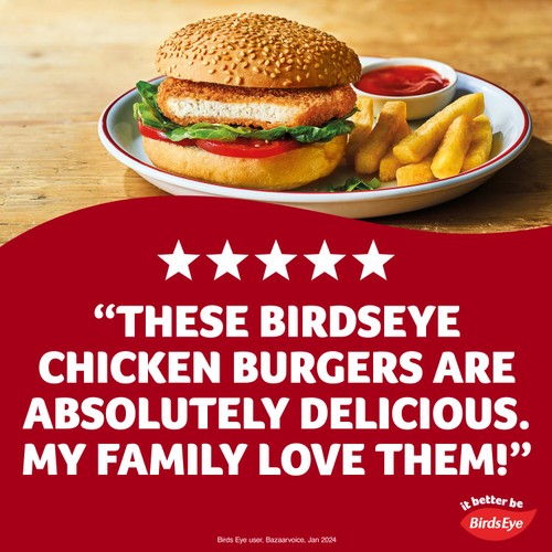 Birds Eye 4 Chicken Burgers with Golden Wholegrain