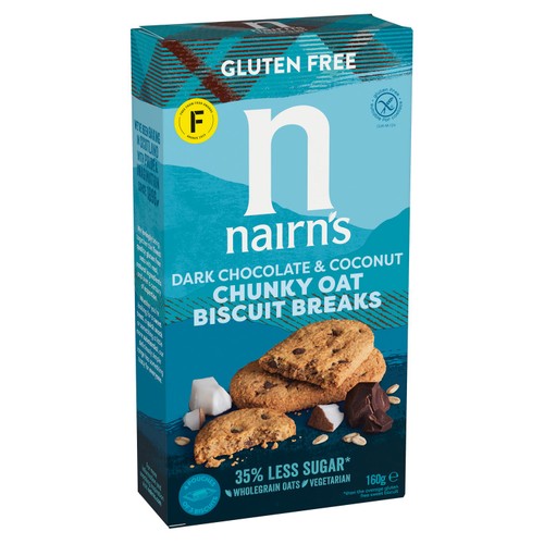 Nairn's Gluten Free Oats, Dark Chocolate & Coconut Breakfast Biscuit Breaks