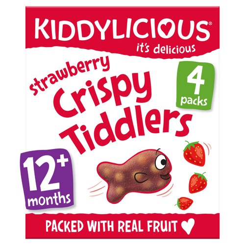 Kiddylicious Strawberry Crispy Tiddlers Baby Snacks Multi