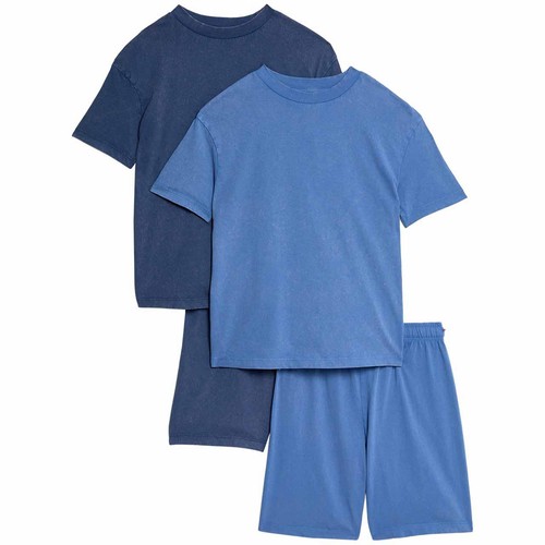 M&S Acid Wash Pyjamas, 7-8 Years, Blue