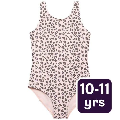 M&S Girls Leopard Swimsuit, 10-11 Y, Multi