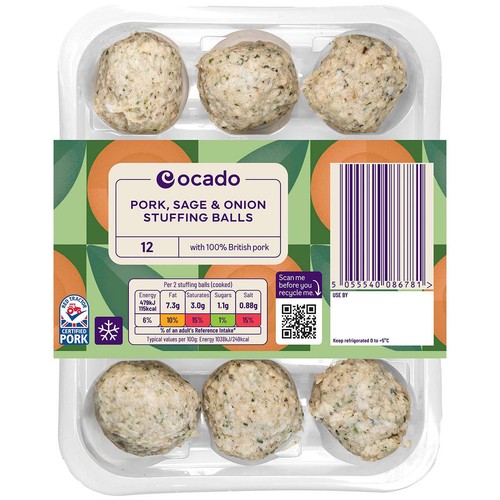 Ocado 12 Pork, Sage and Onion Stuffing Balls
