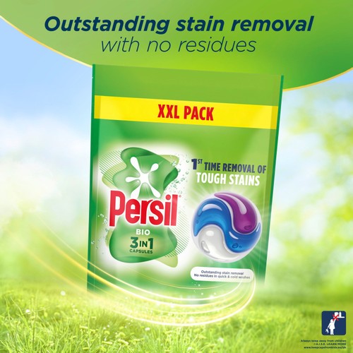 Persil Bio 3 in 1 Laundry Washing Detergent Capsules 58 Washes