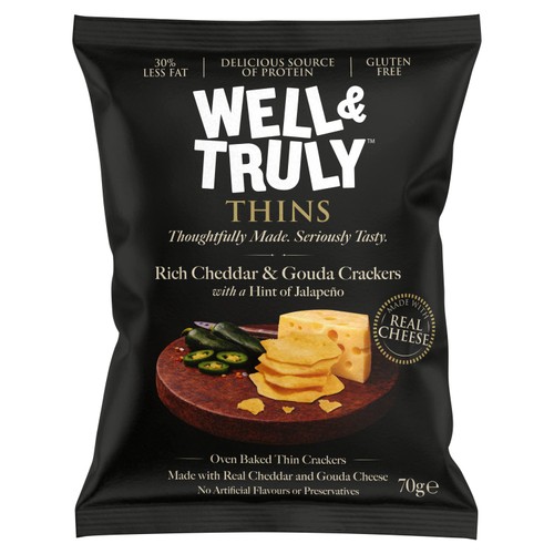 Well&Truly Thins Cheddar Gouda Jalapeno