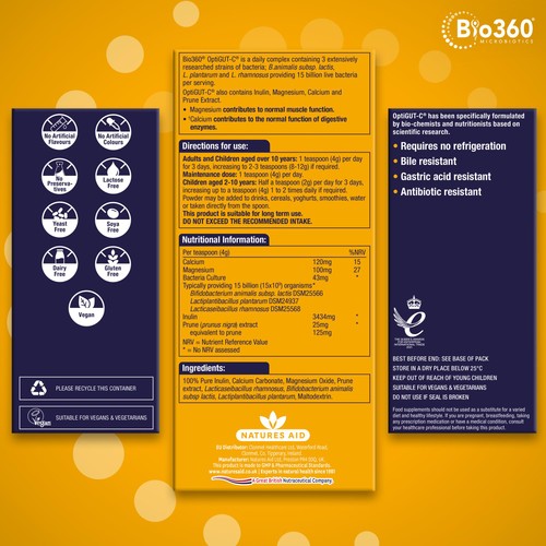 Bio360 OptiGUT-C (15 Billion Bacteria) Powder from Natures Aid