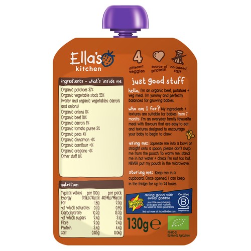 Ella's Kitchen Beef Cottage Pie Baby Food Pouch 7+ Months