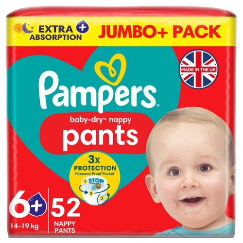 Pampers Baby-Dry Nappy Pants Size 6+ Extra Absorption Jumbo+ Pack