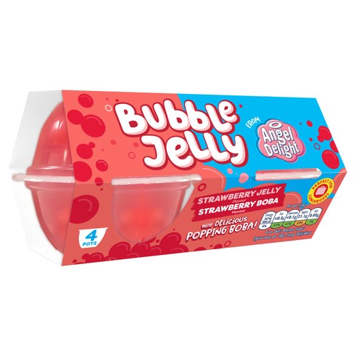 Angel Delight Strawberry Jelly & Strawberry Boba Bubble Dessert Snack Pot