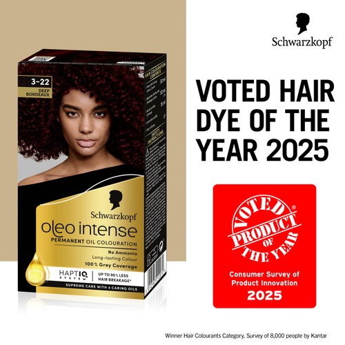 Schwarzkopf Oleo Intense Permanent Oil Colour 3-22 Deep Bordeaux Hair Dye