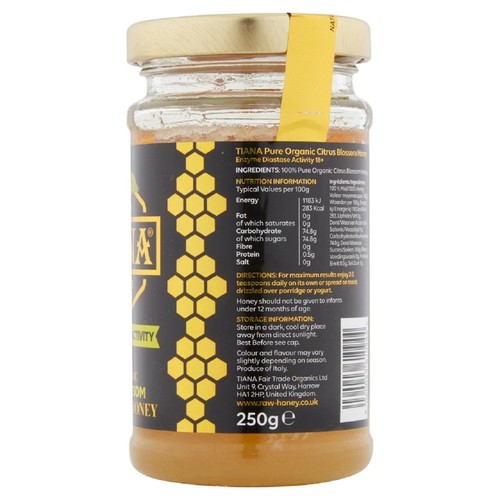 TIANA Organic Citrus Blossom Raw Active Honey