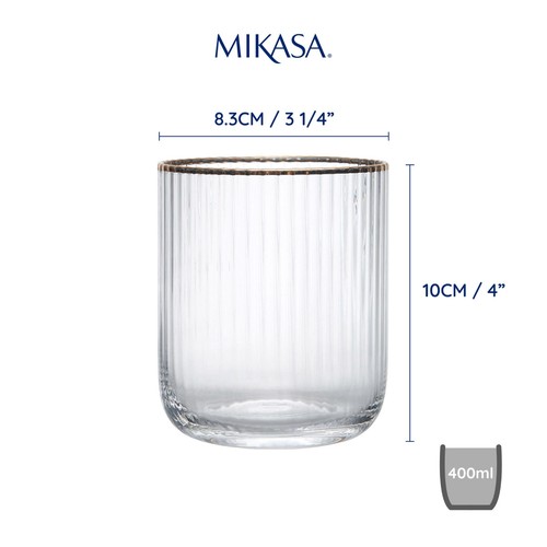 Mikasa Sorrento 4pc Stemless Glasses, 400ml, Gift boxed