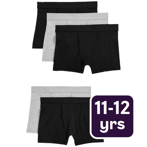 M&S Boys Cotton with Stretch Trunks, 11-12 Years, Grey Mix