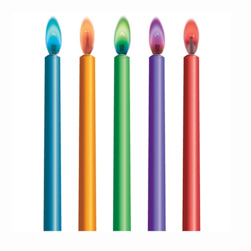  Colour Flame Birthday Candles With Holders