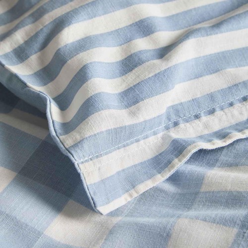 M&S Cotton Gingham Bedding Set, Single Blue