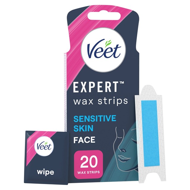 Veet Expert Wax Strips Face Sensitive Skin Hair Removal Wax Strips 20 Pack
