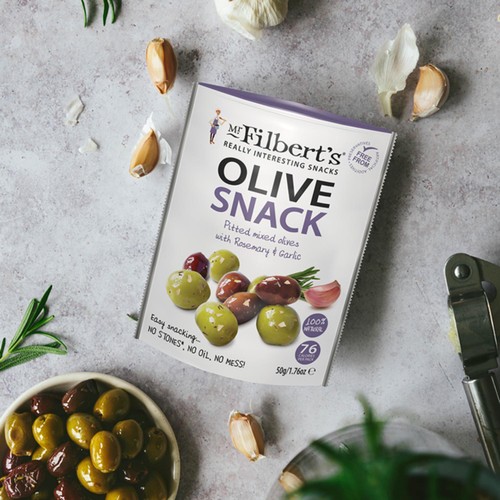 Mr Filberts Olive Snacks Mixed Olives with Rosemary & Garlic