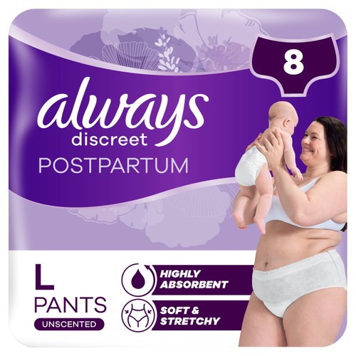 Always Discreet Postpartum and Adult Incontinence Pants Size L