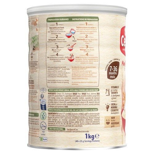 Cerelac Infant Cereals with Milk Mixed Fruits & Wheat 7+ Months 1kg