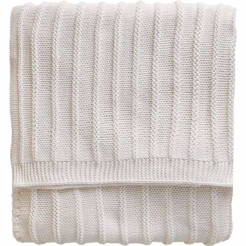 M&S Ribbed Knitted Throw, Ecru